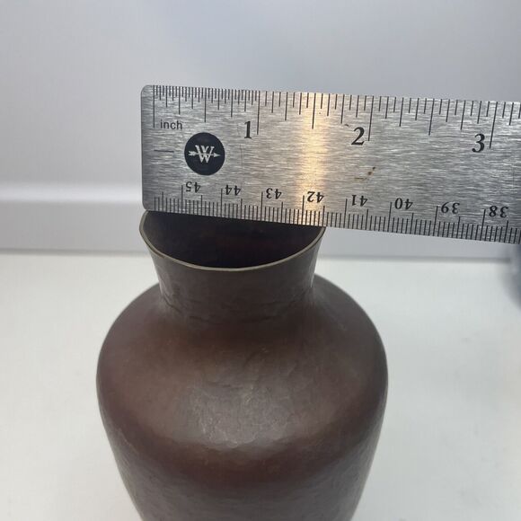 Hammered Copper Vase J.C.L.R. Antique Fluted Opening Handmade  6” H - Picture 8 of 8